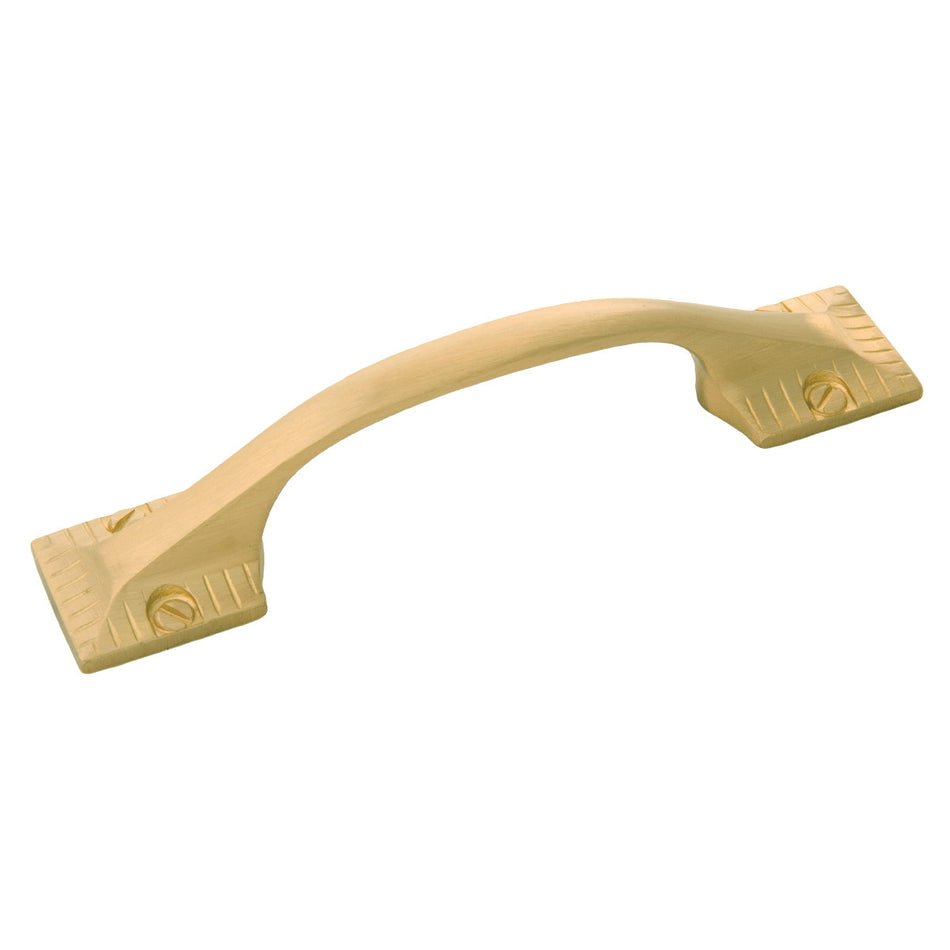 Belwith B056555-04: 3" cc Vintage 1900 Cabinet Pull - Satin Brass