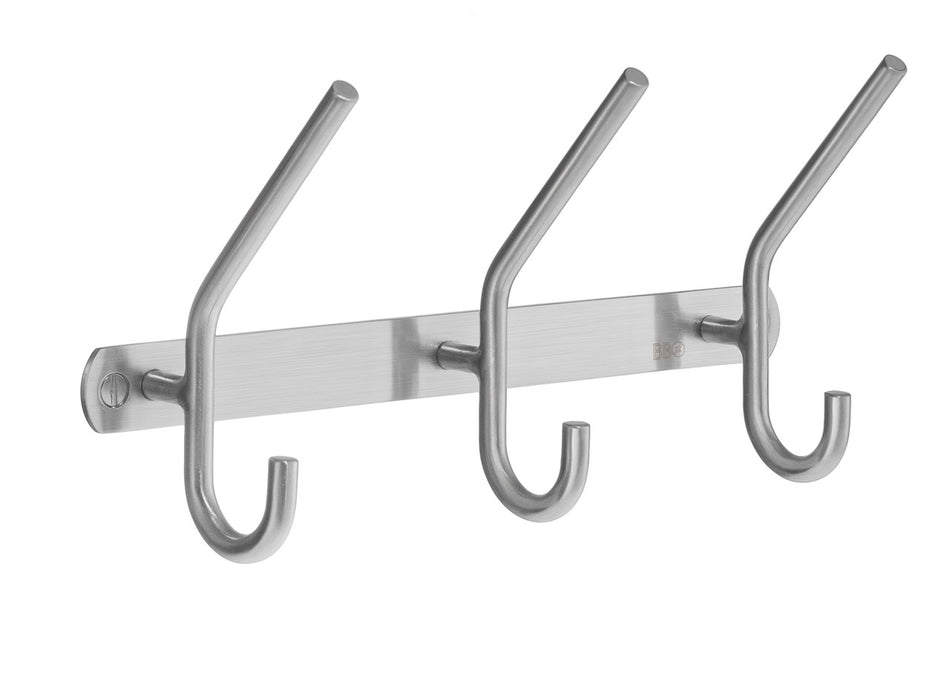 Smedbo B1003: Beslagsboden Triple Hook Wall Rack - Brushed Stainless Steel