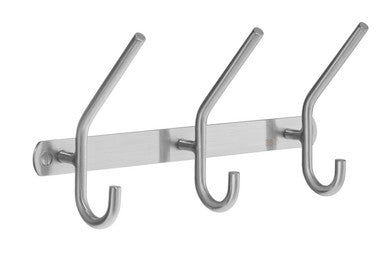 Smedbo B1003: Beslagsboden Triple Hook Wall Rack - Brushed Stainless Steel