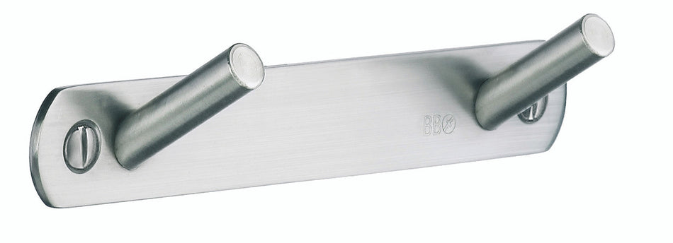 Smedbo B1062: Beslagsboden 2 Hook Coat Rack - Brushed Stainless Steel