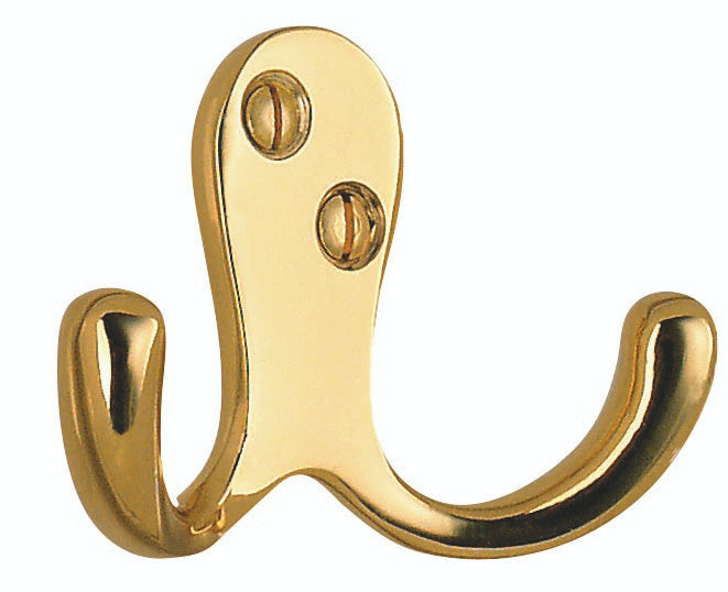 Smedbo B246: 1-3/4" Beslagsboden Double Wall Hook - Polished Brass