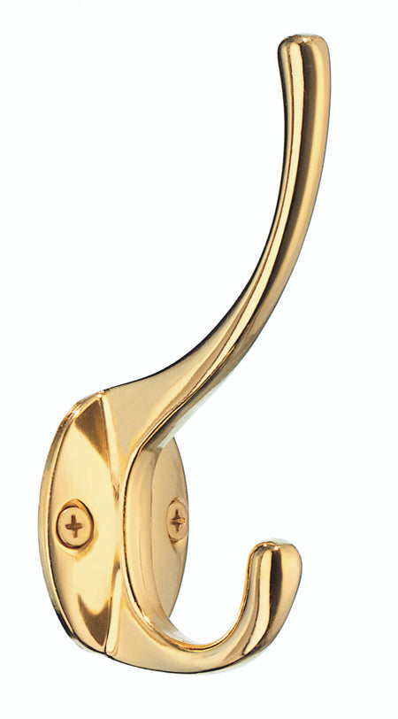 Smedbo B247: 4-3/8" Beslagsboden Coat and Hat Hook - Polished Brass