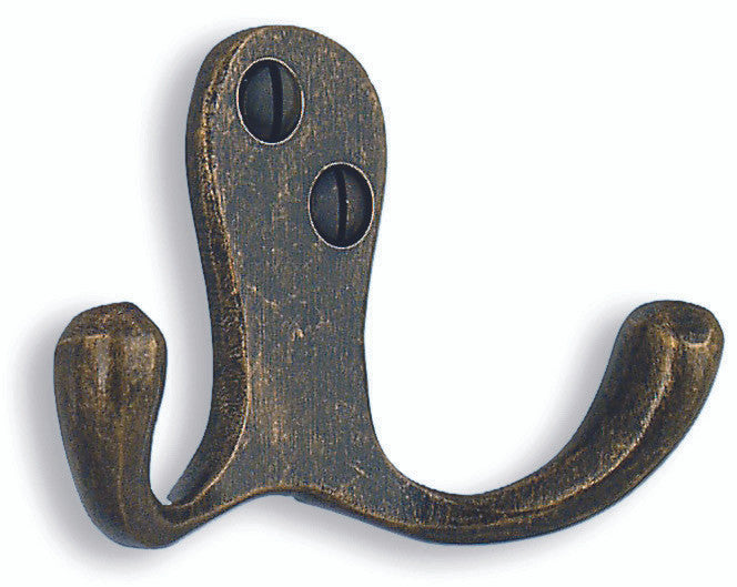 Smedbo BA246: 1-3/4" Beslagsboden Double Wall Hook - Antique Brass
