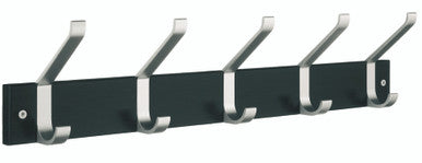 Smedbo BB1074: Beslagsboden 5 Hook Coat and Hat Rack - Black/Satin Aluminum