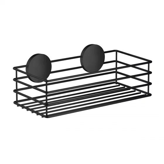 Smedbo BB1200: Beslagsboden Wall-Mount Shower Basket (self-adhesive) - Matte Black