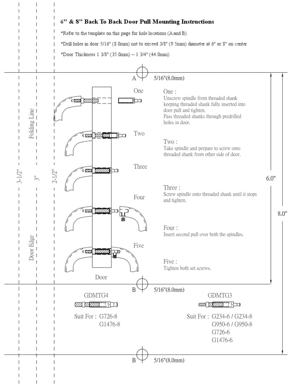 Back to Back mounting instructions for wood or metal doors