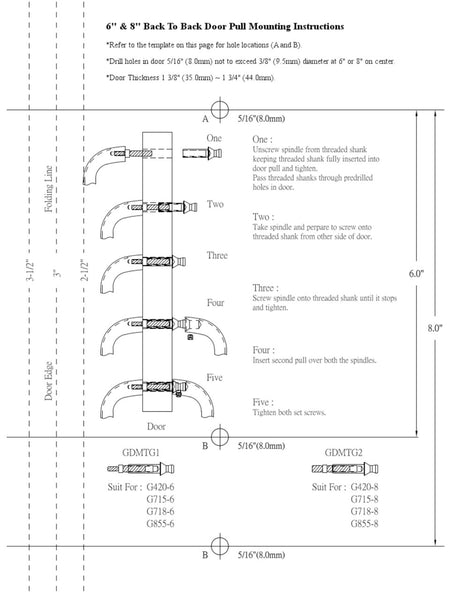 Back to Back mounting instructions for wood or metal doors