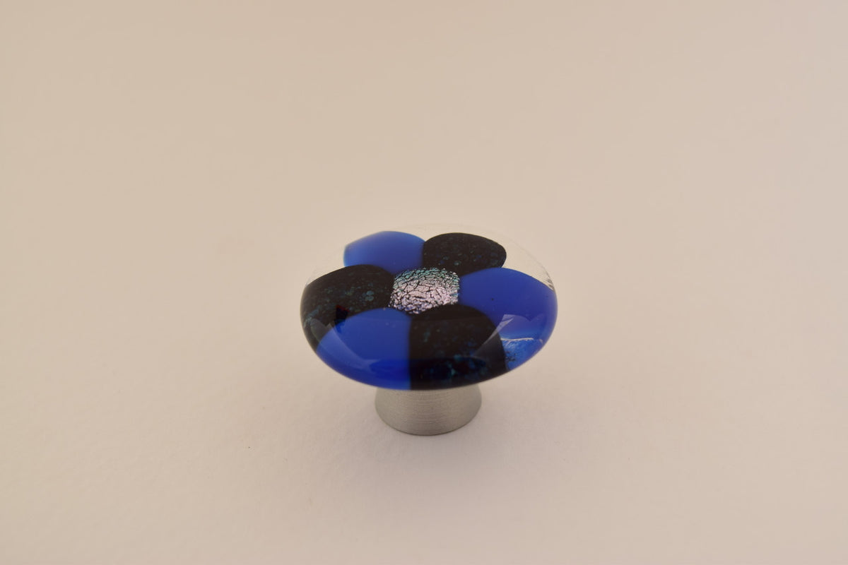 Grace White BF: BlueFlowers Cabinet Knob - Royal/Midnight Blue