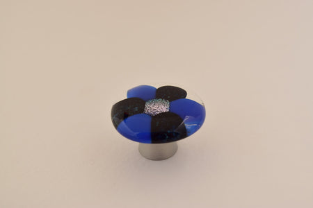 Grace White BF: BlueFlowers Cabinet Knob - Royal/Midnight Blue