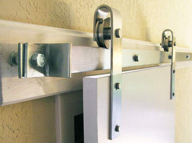 Acorn BH1JI-6:  Square End Rolling Barn Door Hardware Kit with 6' Track - Stainless Steel