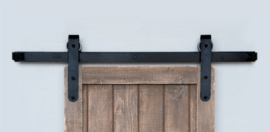 Acorn BH7BI: Round End Rolling Barn Door Hardware Kit - Rough Black Iron