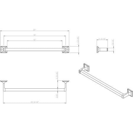 Elements BHE1-03PC: 18" cc Bridgeport  Towel Bar - Polished Chrome