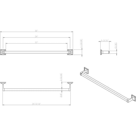 Elements BHE1-04PC: 24" cc Bridgeport  Towel Bar - Polished Chrome