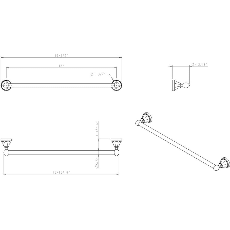 Elements BHE3-03DBAC: 18" cc Newbury  Towel Bar - Brushed Oil Rubbed Bronze