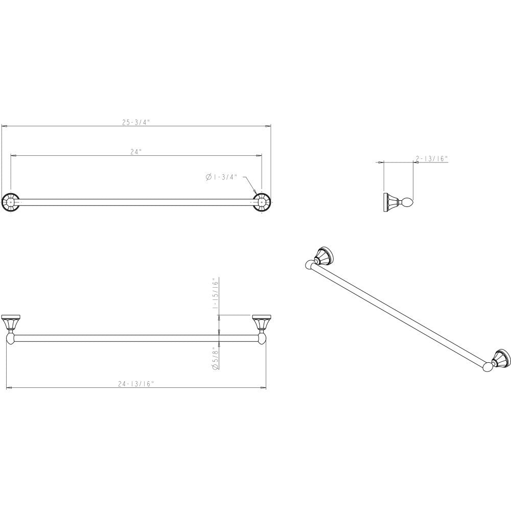 Elements BHE3-04DBAC: 24" cc Newbury  Towel Bar - Brushed Oil Rubbed Bronze