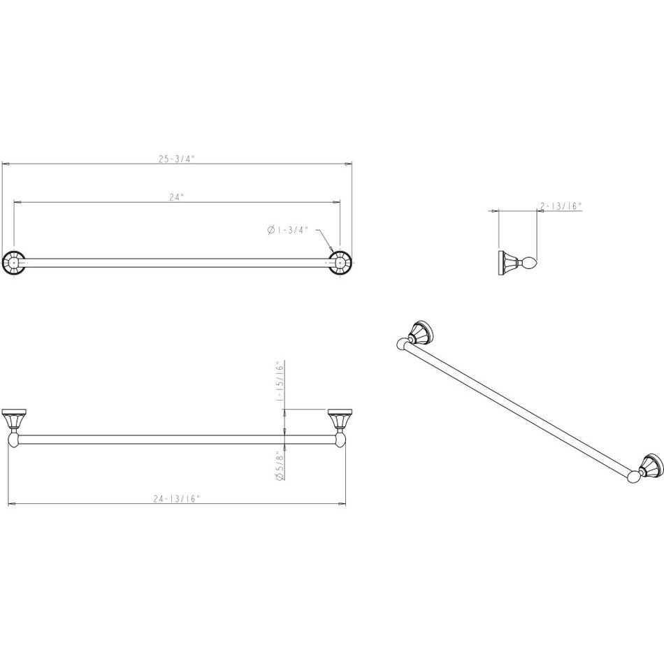 Elements BHE3-04DBAC: 24" cc Newbury  Towel Bar - Brushed Oil Rubbed Bronze