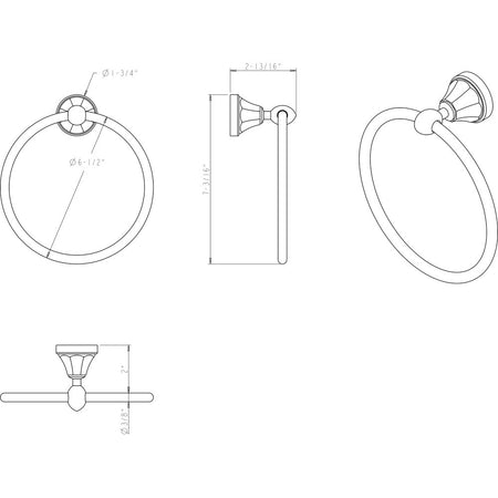 Elements BHE3-06DBAC: 1-3/4" Newbury  Towel Ring - Brushed Oil Rubbed Bronze