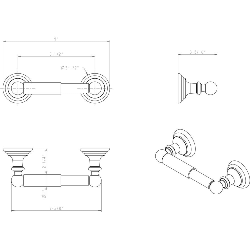 Elements BHE5-01DBAC: 6-1/2" cc Fairview  Tissue Roll Holder - Brushed Oil Rubbed Bronze