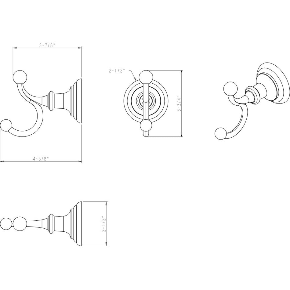 Elements BHE5-02PC: 2-1/2" Fairview  Wall Hook - Polished Chrome