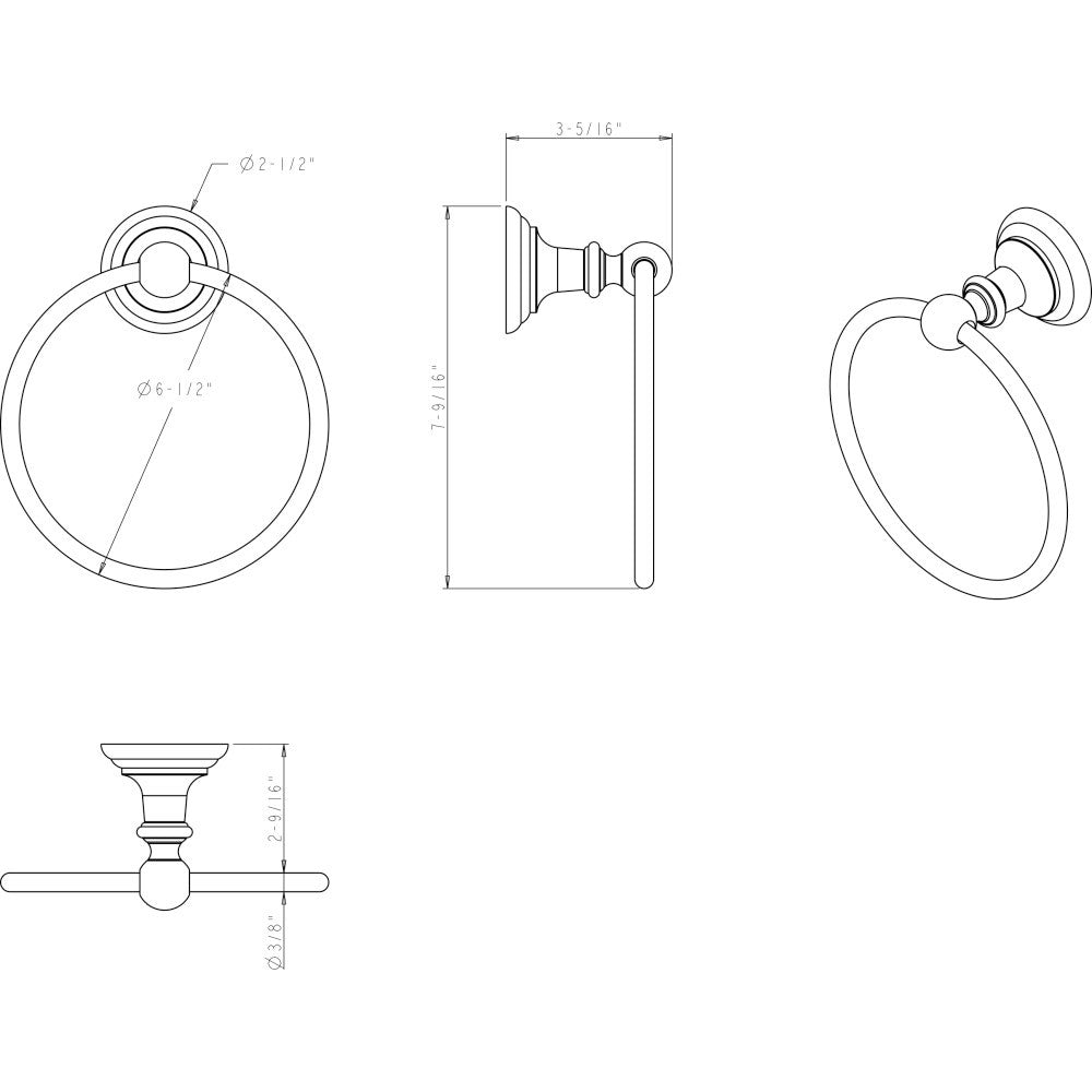 Elements BHE5-06DBAC: 2-1/2" Fairview  Towel Ring - Brushed Oil Rubbed Bronze