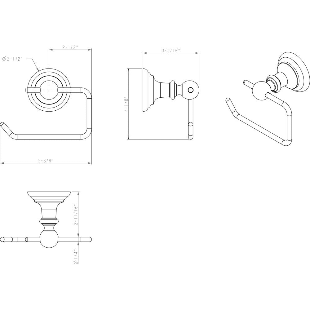 Elements BHE5-07SN: 2-1/2" Fairview  Tissue Roll Holder - Satin Nickel