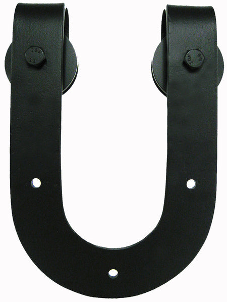 Acorn BCSBI: 12" Horseshoe Strap Rolling Barn Door Carrier - Black Iron