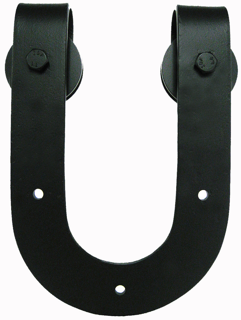 Acorn BHSBI: 12" Horseshoe Double Wheel Barn Door Carrier Kit - Black Iron