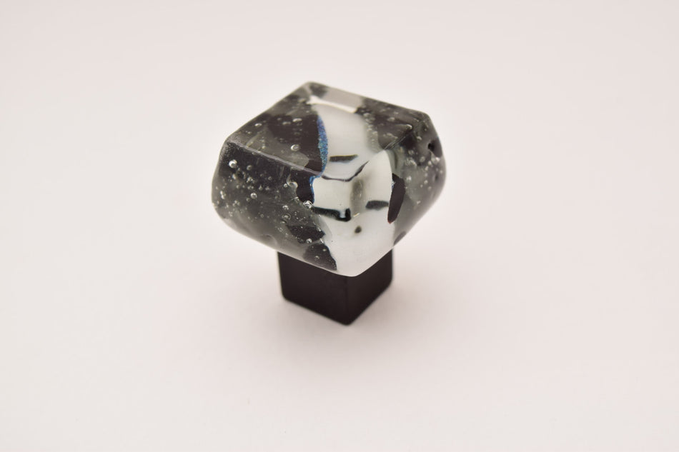 Grace White BIB: Black Ice Cabinet Knob - Black/Translucent Grey