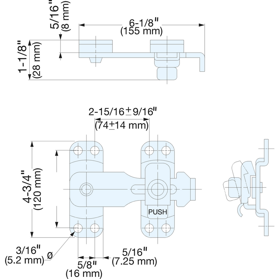 Sugatsune BLL-150: 155mm Spring-Loaded Bar Latch - Polished Stainless Steel