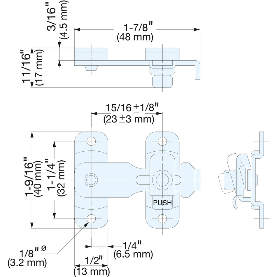 Sugatsune BLL-45: 48mm Spring-Loaded Bar Latch - Polished Stainless Steel