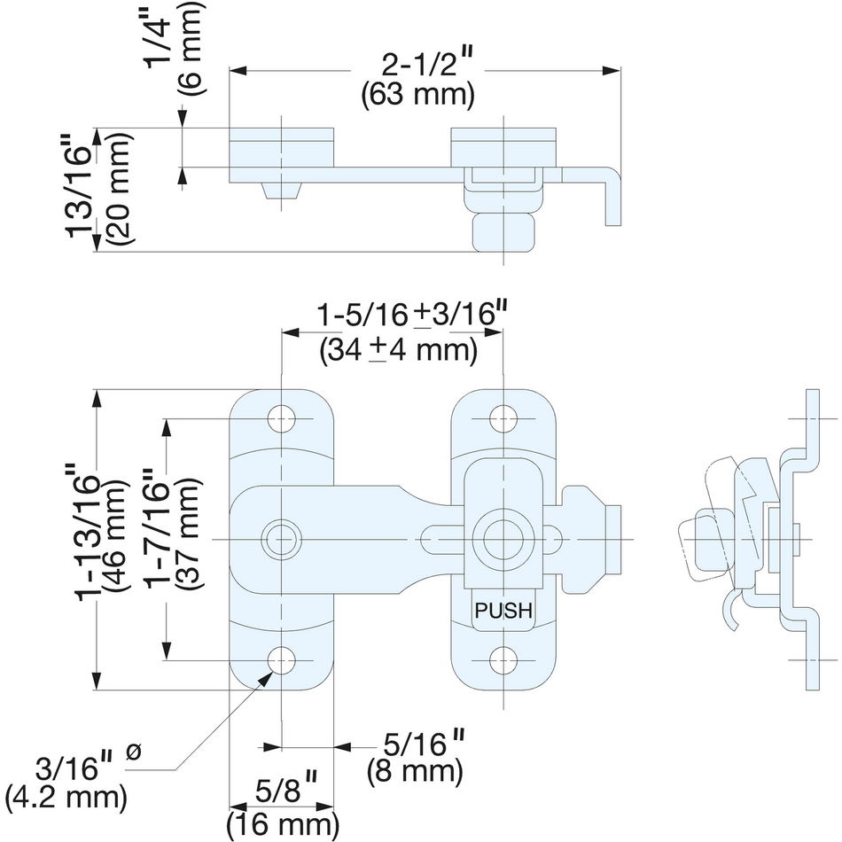Sugatsune BLL-60: 63mm Spring-Loaded Bar Latch - Polished Stainless Steel