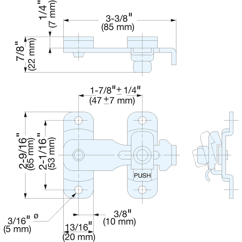 Sugatsune BLL-80: 85mm Spring-Loaded Bar Latch - Polished Stainless Steel