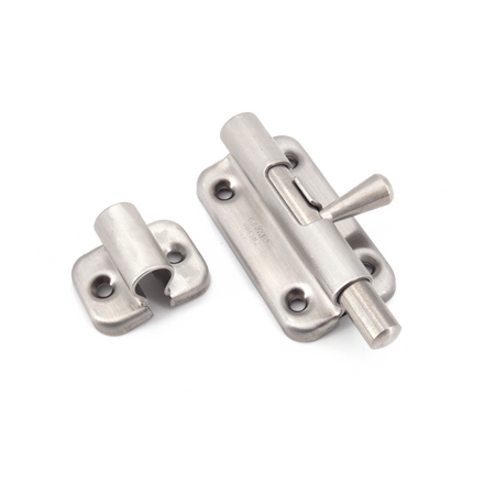 Sugatsune BLS-60: 60mm Spring-Loaded Barrel Slide Bolt - Satin Stainless Steel