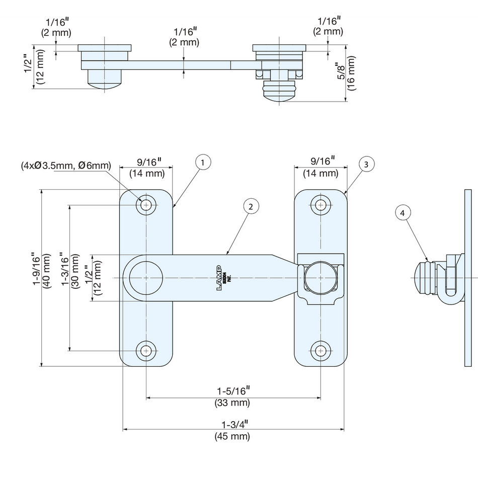 Sugatsune BLT-45: 45mm Bar Latch - Polished Stainless Steel