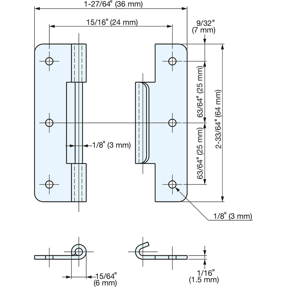 Sugatsune BN-64S: 64mm Detachable Hinge - Stainless Steel