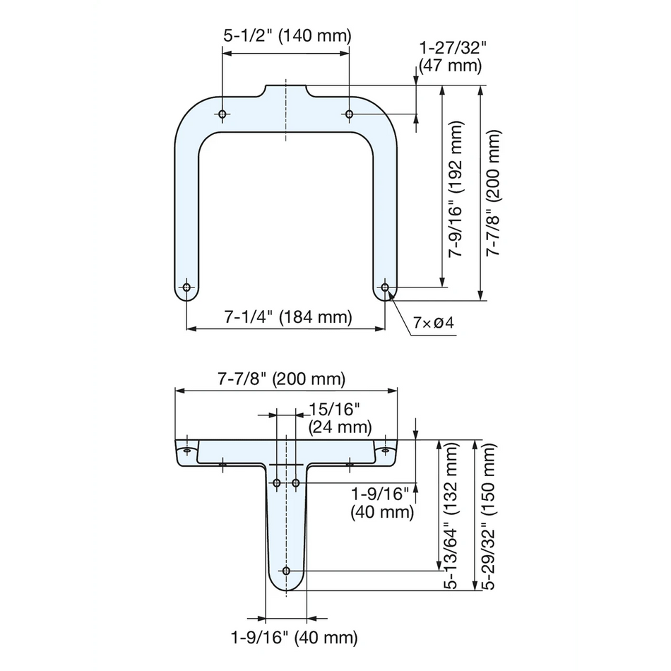 Sugatsune BU200-I: 7-7/8" Forked Shelf Bracket - Ivory