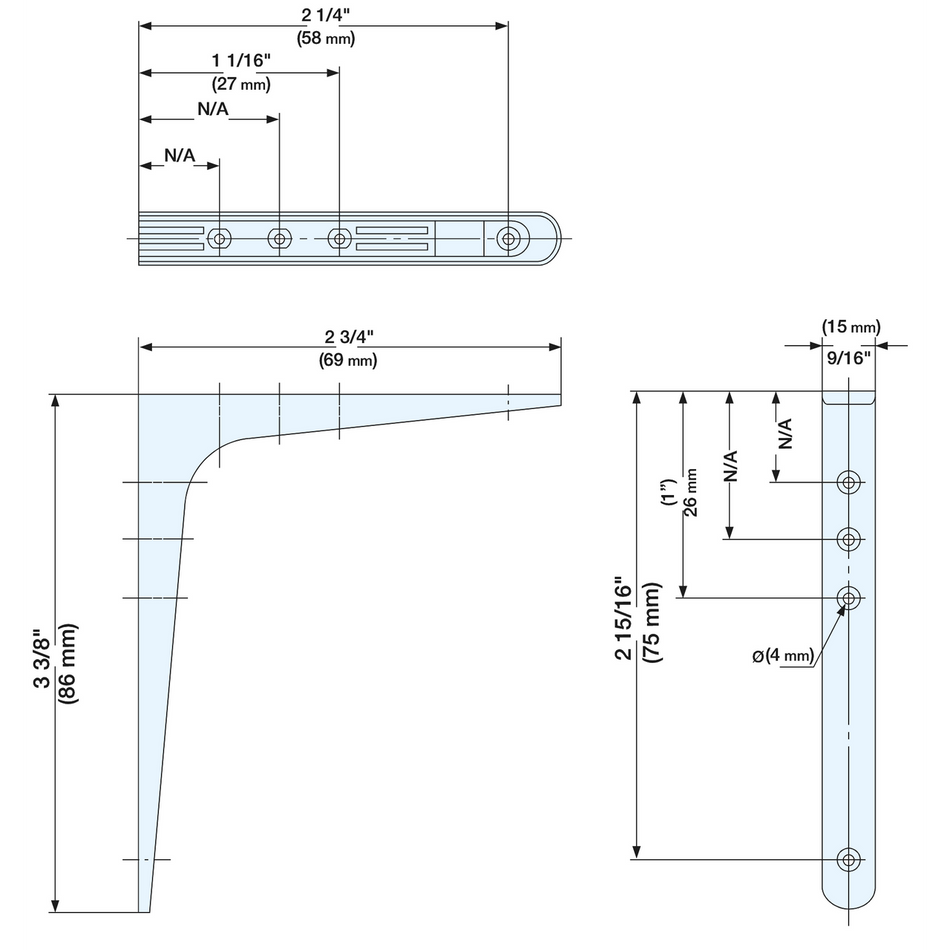 Sugatsune BTW-85: 85mm Shelf Bracket - White