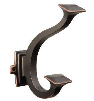 Hickory P2155-OBH: 5"  Bungalow Double Coat Hook Oil Rubbed Bronze Highlighted