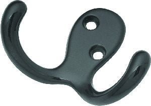 Hickory P27115-BL: 2" Utility Side-by-Side Double Coat Hook - Black