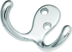 Hickory P27115-CH: 2" Utility Side-by-Side Double Coat Hook - Polished Chrome