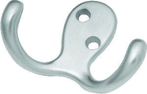 Hickory P27115-SC: 2" Utility Side-by-Side Double Coat Hook - Satin Chrome