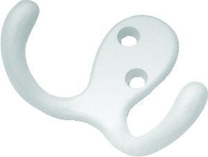 Hickory P27115-W: 2" Utility Side-by-Side Double Coat Hook - White