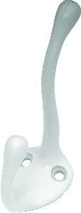 Hickory P27120-W: 3-1/2" Utility Double Coat Hook w/Knob Ends - White