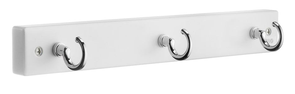Smedbo BX1013: Beslagsboden Triple Hook Wall Rack - Polished Chrome/White