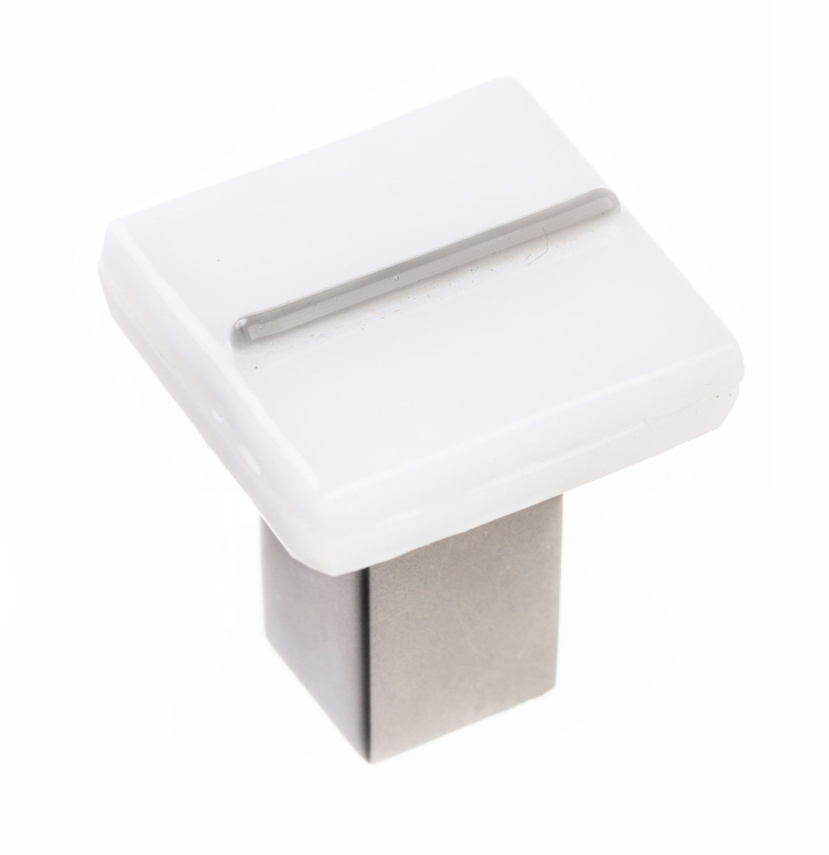 Sietto K-1400-SN: 1" Bandwidth Cabinet Knob - White w/Satin Nickel Base