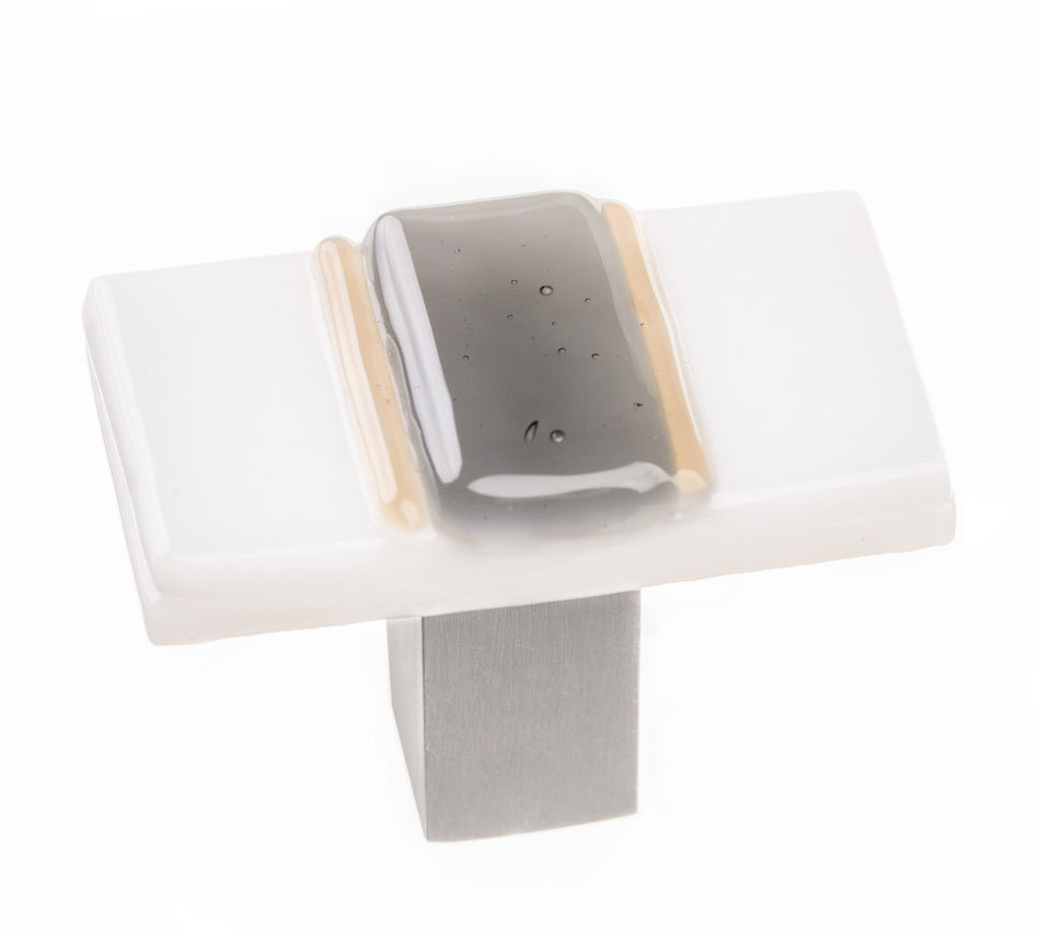 Sietto LK-1500-SN: 1-3/4" Bandwidth Cabinet Knob - White w/Satin Nickel Base
