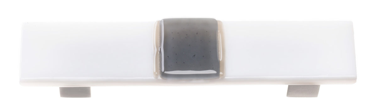 Sietto P-1500-SN: 3-1/2" cc Bandwidth Cabinet Pull - White w/Satin Nickel Base