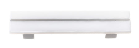 Sietto P-1400-SN: 3-1/2" cc Bandwidth Cabinet Pull - White w/Satin Nickel Base