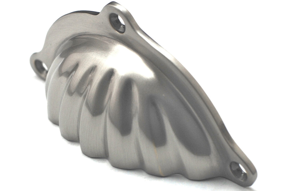 Cal Crystal C1830-US15: 100mm Scalloped Bin Cabinet Pull - Satin Nickel