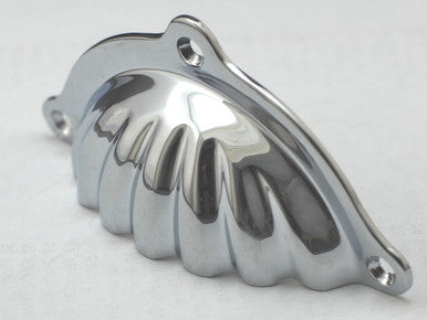 Cal Crystal C1830-US26: 100mm Scalloped Bin Cabinet Pull - Polished Chrome
